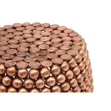 Orsina Templar Barrel Stool – Copper Finish Beaded Iron Side Table