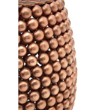 Orsina Templar Barrel Stool – Copper Finish Beaded Iron Side Table