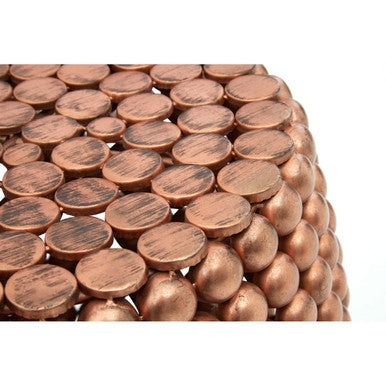 Orsina Templar Barrel Stool – Copper Finish Beaded Iron Side Table