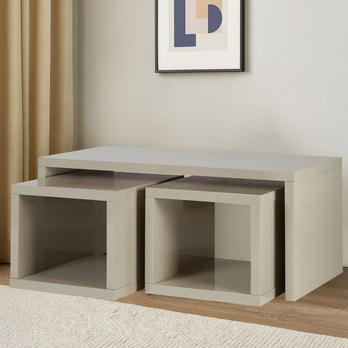 Orsina Madrid Nesting Coffee Table Set – Grey Engineered Wood