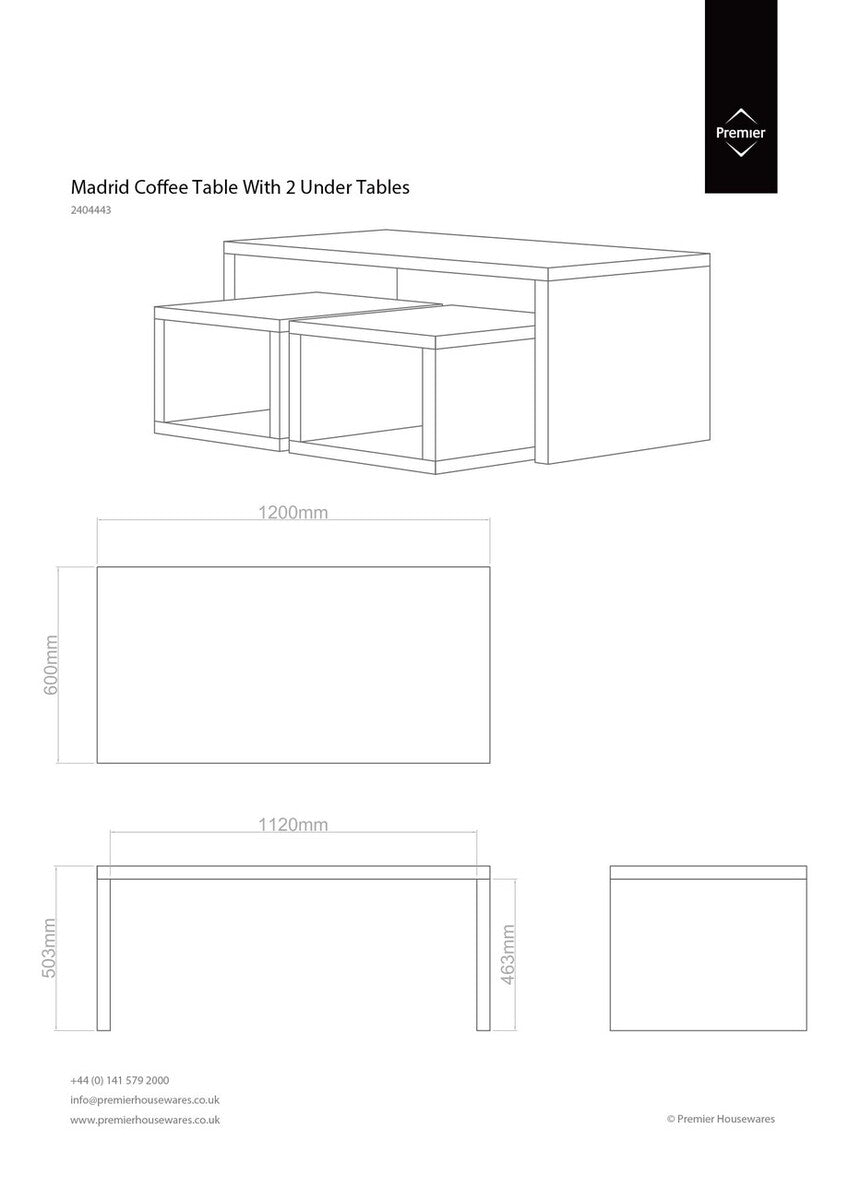 Orsina Madrid Dark Grey High Gloss Nesting Coffee Table Set