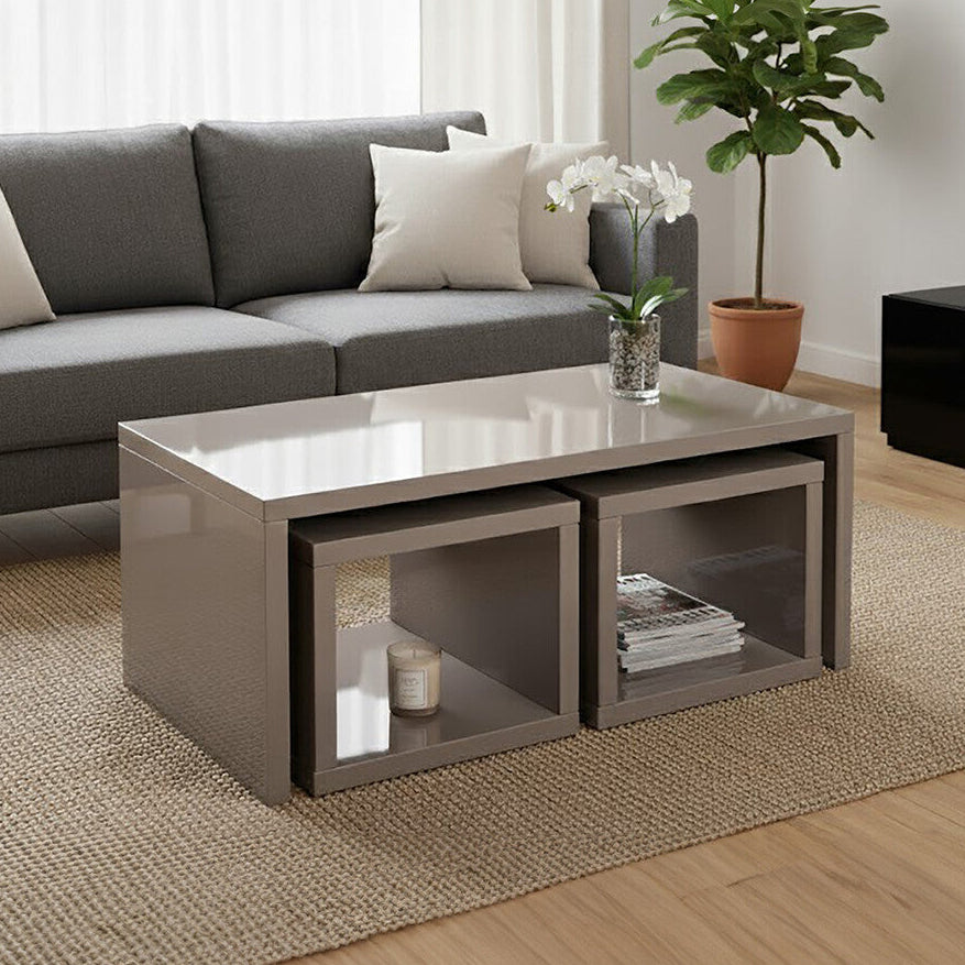 Orsina Madrid Dark Grey High Gloss Nesting Coffee Table Set