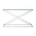 Orsina Montril Criss Cross Console Table | Clear Tempered Glass Top