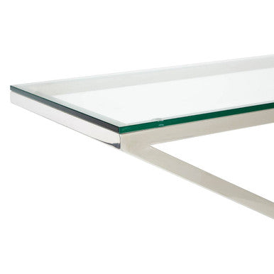 Orsina Montril Criss Cross Console Table | Clear Tempered Glass Top