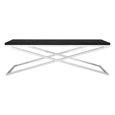 Orsina Tribute Coffee Table – Black Leather Effect with Silver Base