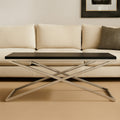 Orsina Tribute Coffee Table – Black Leather Effect with Silver Base