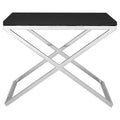 Orsina Black Leather Look End Table | Silver Stainless Steel Legs