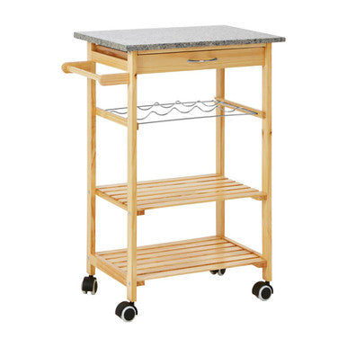 Orsina Harlow Glenn Pinewood Large Kitchen Trolley | Rolling Prep Cart