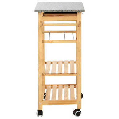 Orsina Harlow Glenn Pinewood Large Kitchen Trolley | Rolling Prep Cart