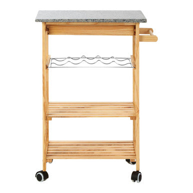 Orsina Harlow Glenn Pinewood Large Kitchen Trolley | Rolling Prep Cart