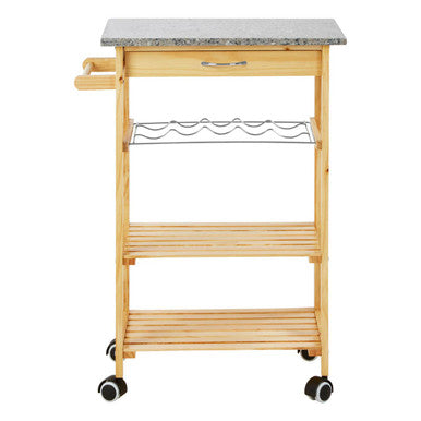 Orsina Harlow Glenn Pinewood Large Kitchen Trolley | Rolling Prep Cart