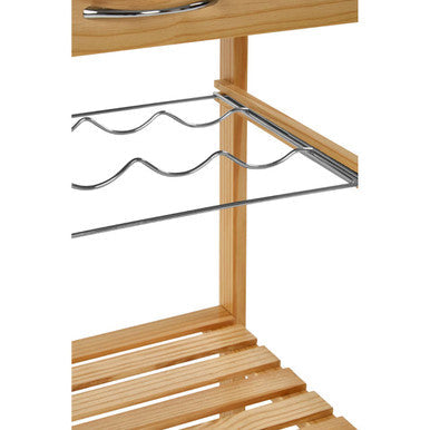 Orsina Harlow Glenn Pinewood Large Kitchen Trolley | Rolling Prep Cart