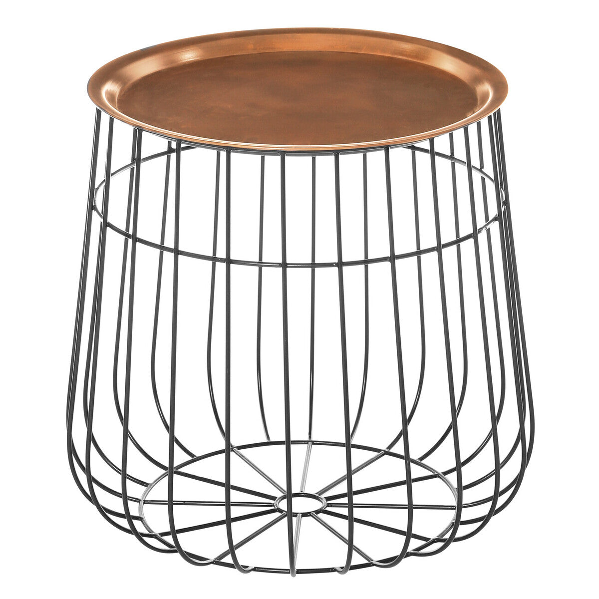 Orsina Templar Side Table – Copper Tray Top with Black Metal Base