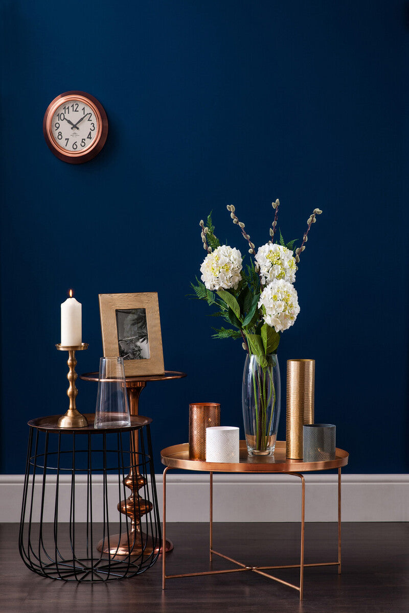 Orsina Templar Side Table – Copper Tray Top with Black Metal Base