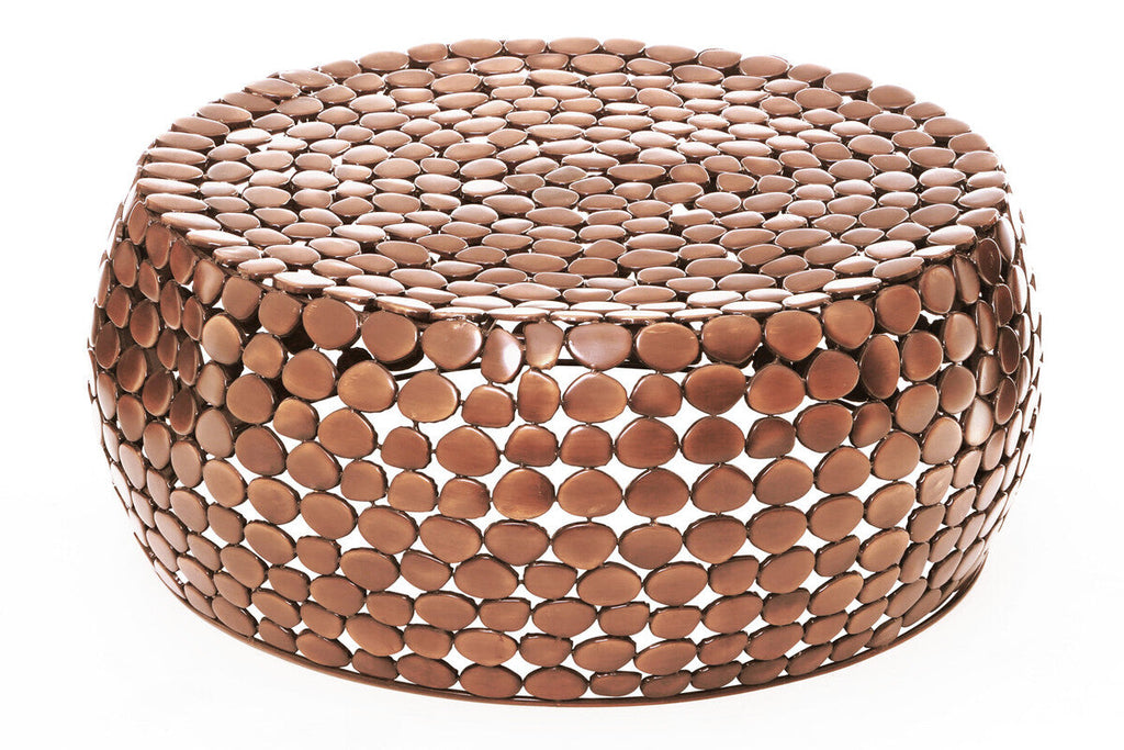 Orsina Templar Gold Round Iron Pebble Design Coffee Table