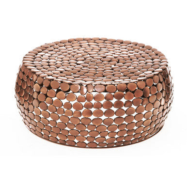 Orsina Templar Gold Round Iron Pebble Design Coffee Table