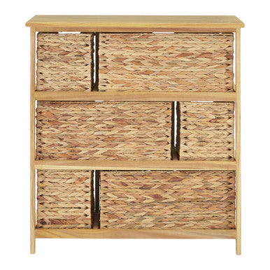 Orsina Padstow Storage Unit | 6 Water Hyacinth Woven Drawers