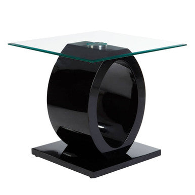 Orsina Halo Modern O-Shaped Side Table – Black Base & Tempered Glass