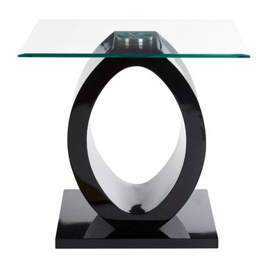 Orsina Halo Modern O-Shaped Side Table – Black Base & Tempered Glass