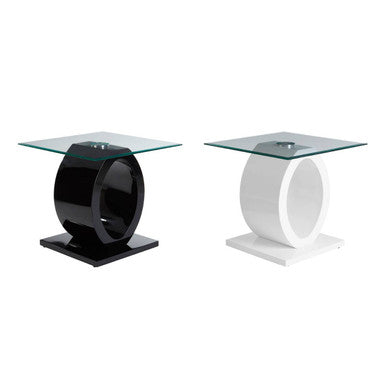 Orsina Halo Modern O-Shaped Side Table – Black Base & Tempered Glass