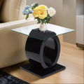 Orsina Halo Modern O-Shaped Side Table – Black Base & Tempered Glass