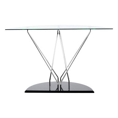 Orsina Halo Half Moon Console Table – Chrome Finish Modern Entryway
