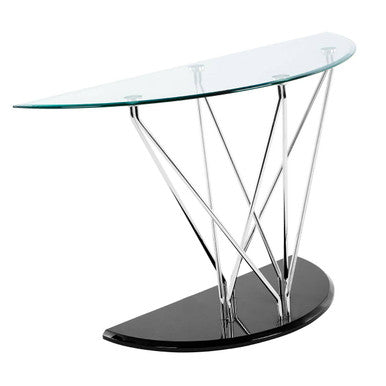 Orsina Halo Half Moon Console Table – Chrome Finish Modern Entryway