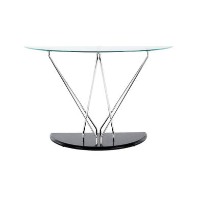 Orsina Halo Half Moon Console Table – Chrome Finish Modern Entryway