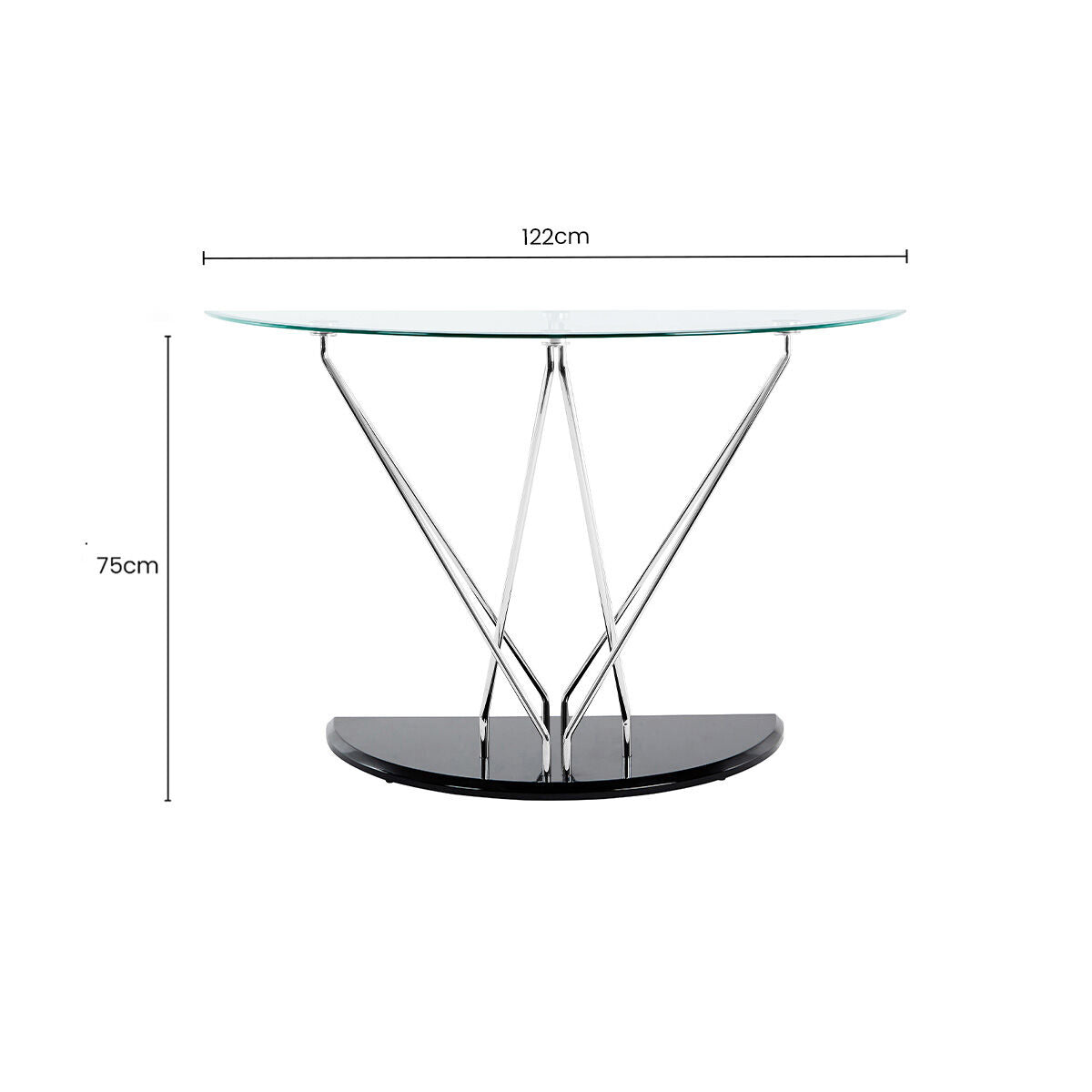 Orsina Halo Half Moon Console Table – Chrome Finish Modern Entryway