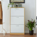 Orsina Quinn 3 Drawer Shoe Cupboard | White & Oak Veneer Storage