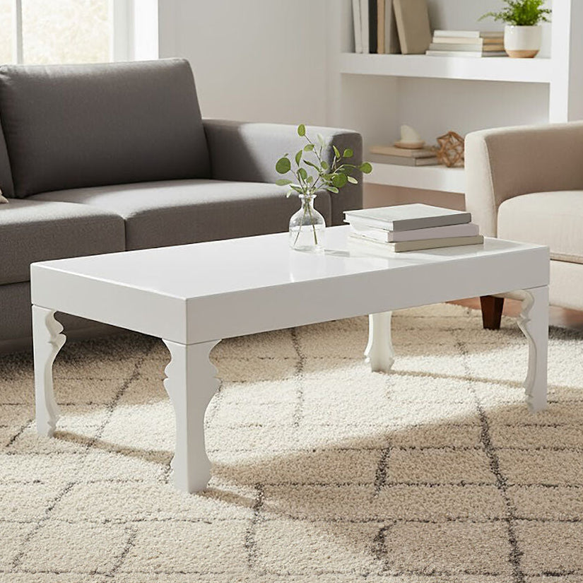 Orsina Luis White High Gloss Coffee Table – Modern Rectangular Wood