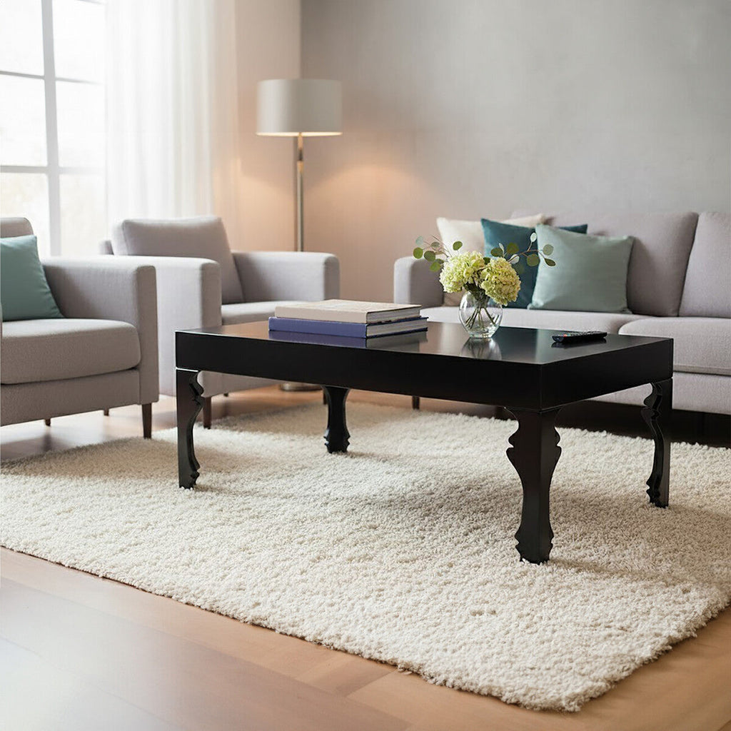 Orsina Luis Black High Gloss Coffee Table – Rectangular Wooden Design