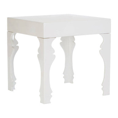 Orsina Luis White High Gloss Side Table – MDF with Curved Legs