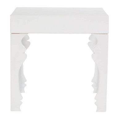Orsina Luis White High Gloss Side Table – MDF with Curved Legs