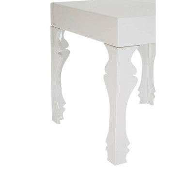Orsina Luis White High Gloss Side Table – MDF with Curved Legs