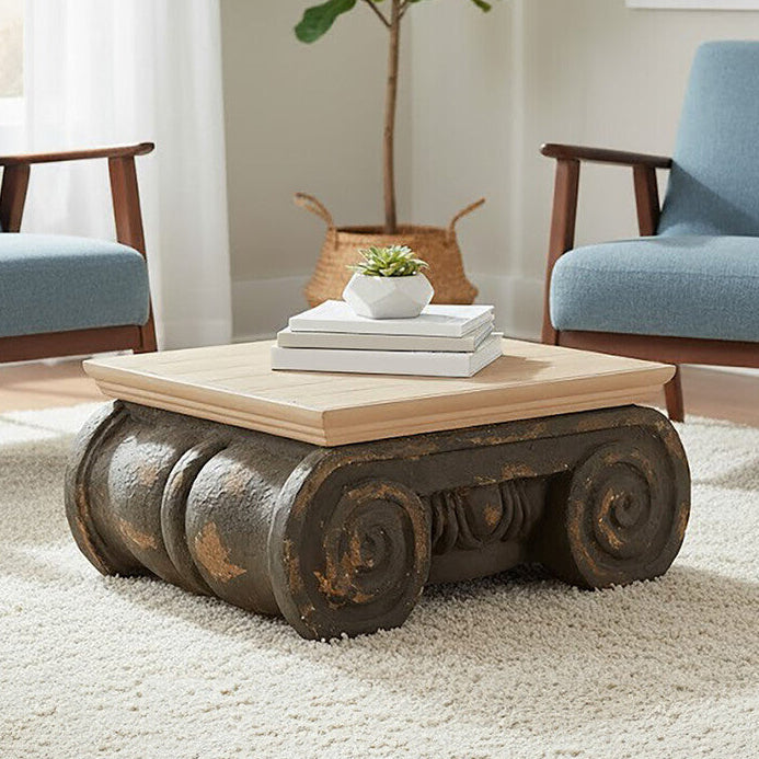 Orsina Pompeii Ornate Coffee Table – Distressed Roman Column Style