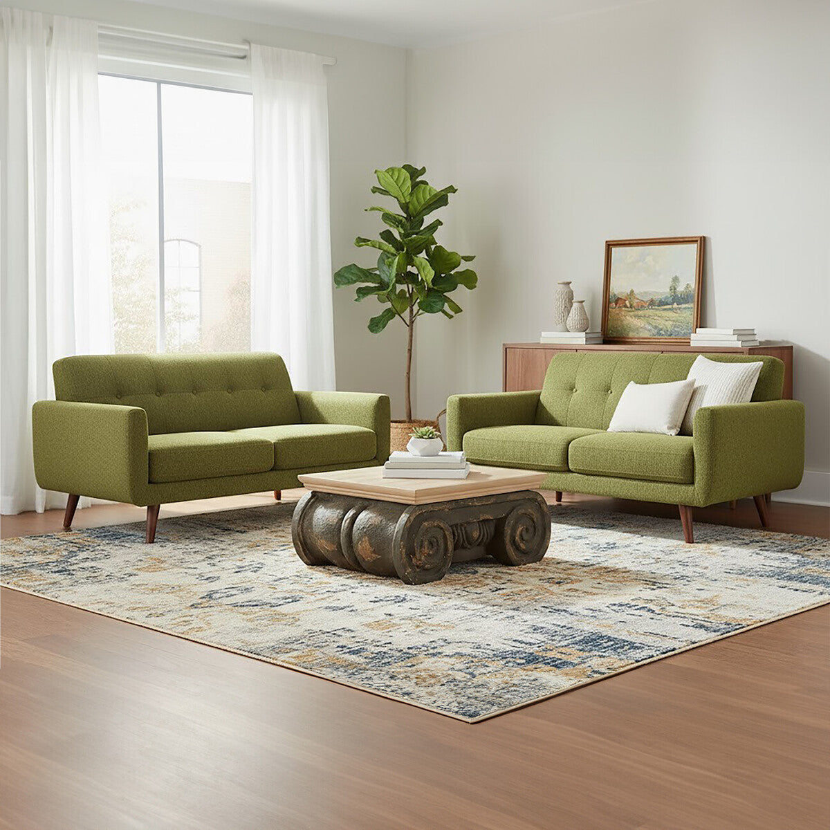 Orsina Pompeii Ornate Coffee Table – Distressed Roman Column Style