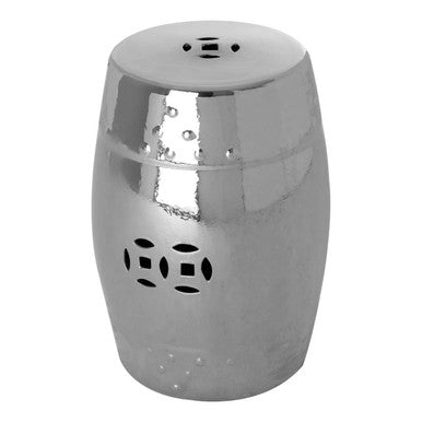 Orsina Silver Ceramic Barrel Stool – Modern Dolomite Side Table
