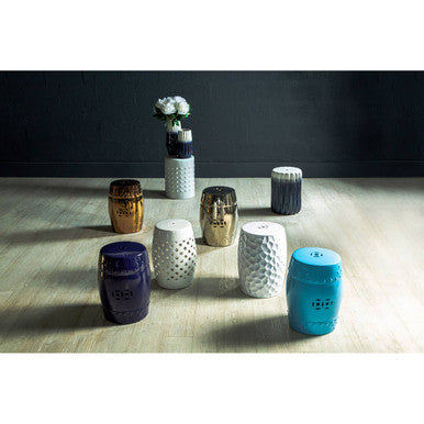 Orsina Silver Ceramic Barrel Stool – Modern Dolomite Side Table