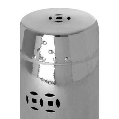 Orsina Silver Ceramic Barrel Stool – Modern Dolomite Side Table