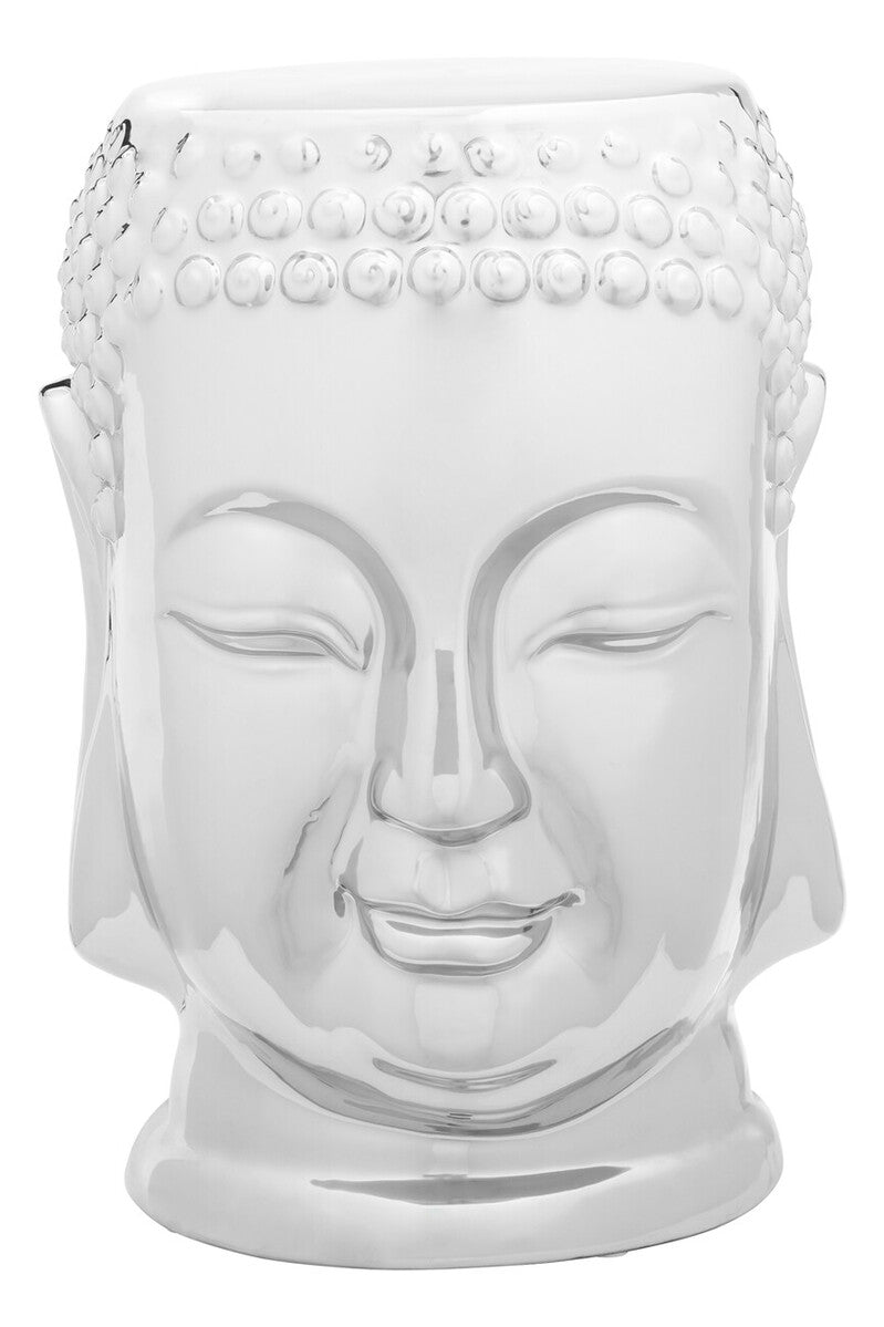 Orsina Silver Buddha Ceramic Side Table – Metallic Dolomite Stool