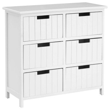 Orsina New England 6-Drawer Chest – White MDF Bedroom Storage
