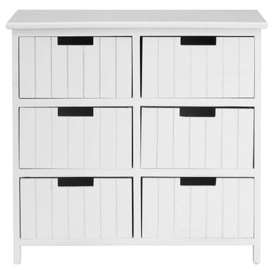 Orsina New England 6-Drawer Chest – White MDF Bedroom Storage