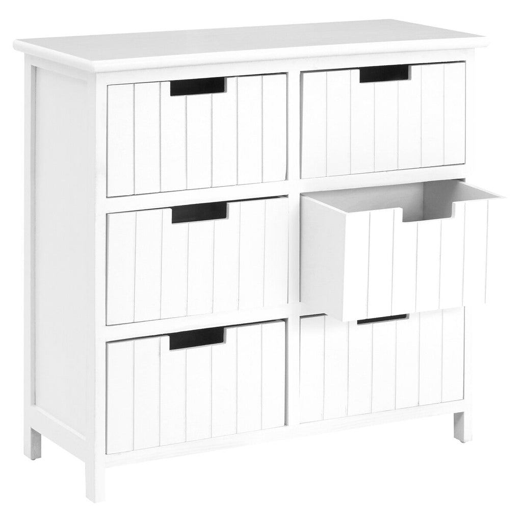 Orsina New England 6-Drawer Chest – White MDF Bedroom Storage