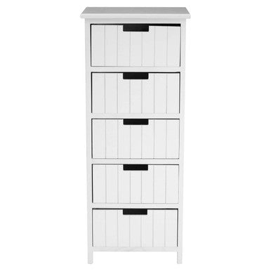 Orsina New England White 5-Drawer Chest – Coastal MDF Bedroom Dresser