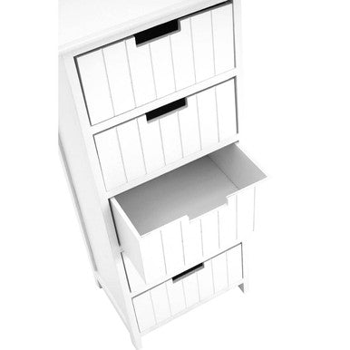 Orsina New England White 5-Drawer Chest – Coastal MDF Bedroom Dresser
