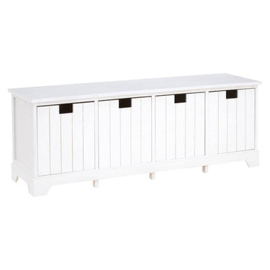 Orsina New England White Storage Bench | 4 Drawer Coastal Entryway Seat