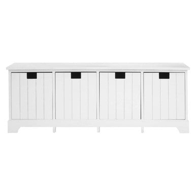 Orsina New England White Storage Bench | 4 Drawer Coastal Entryway Seat