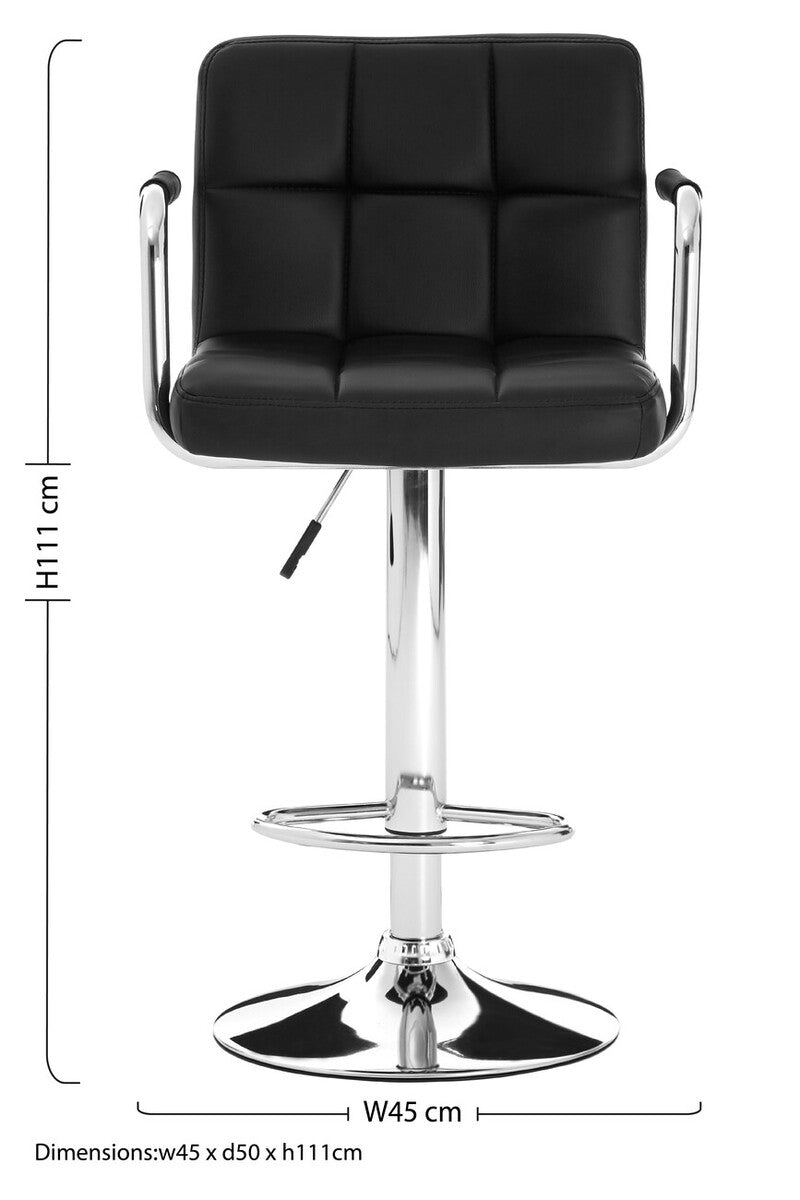 Orsina Starz Black Leather Effect Bar Chair | Adjustable Bar Stool