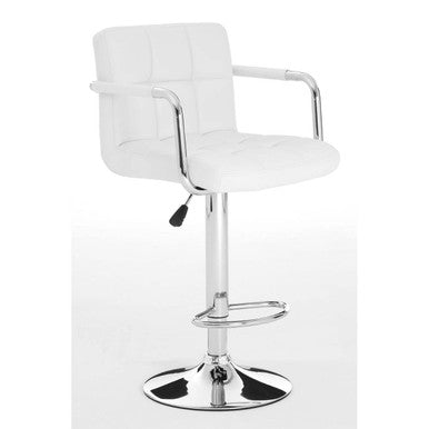 Orsina Starz White Leather Effect Swivel Bar Stool – Adjustable Height